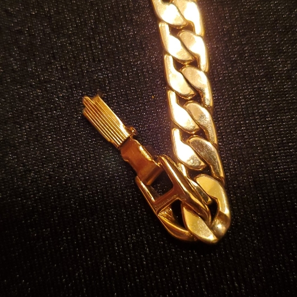 Gold plated Cuban chain by the inch earrings and bracelet set - Picture 5 of 5